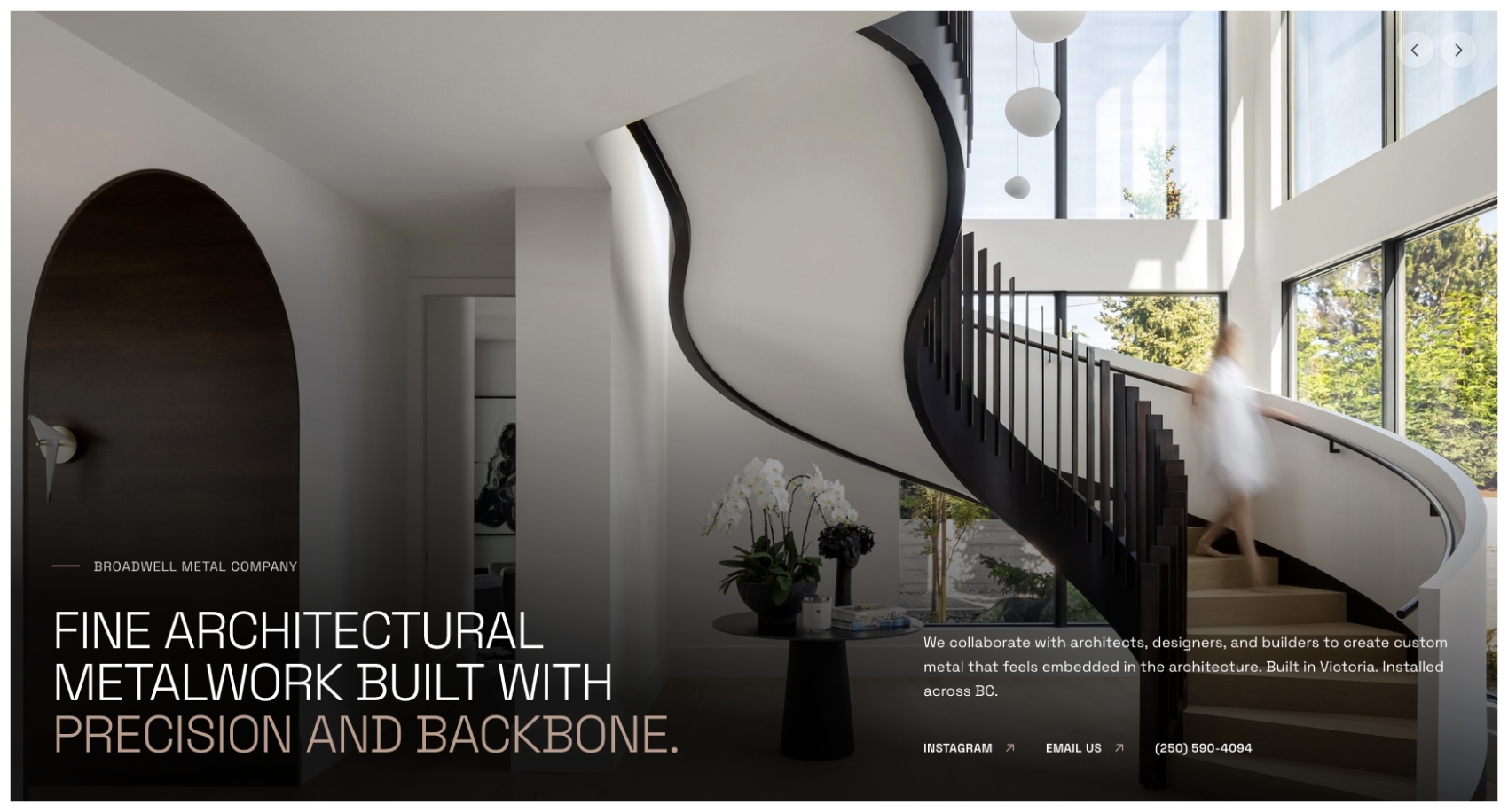 Broadwell Metal homepage hero section