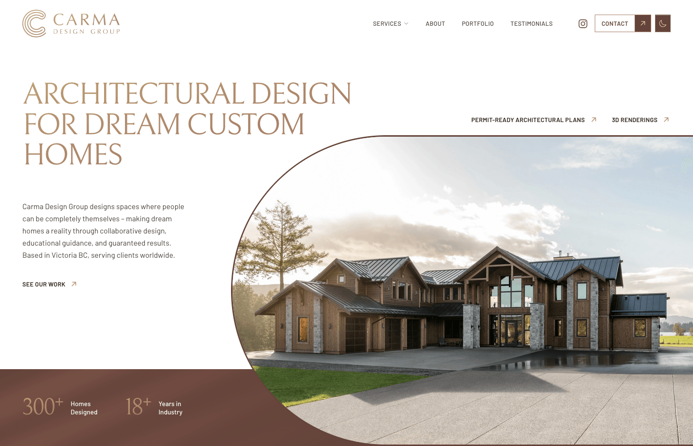 Carma Design Group homepage hero section