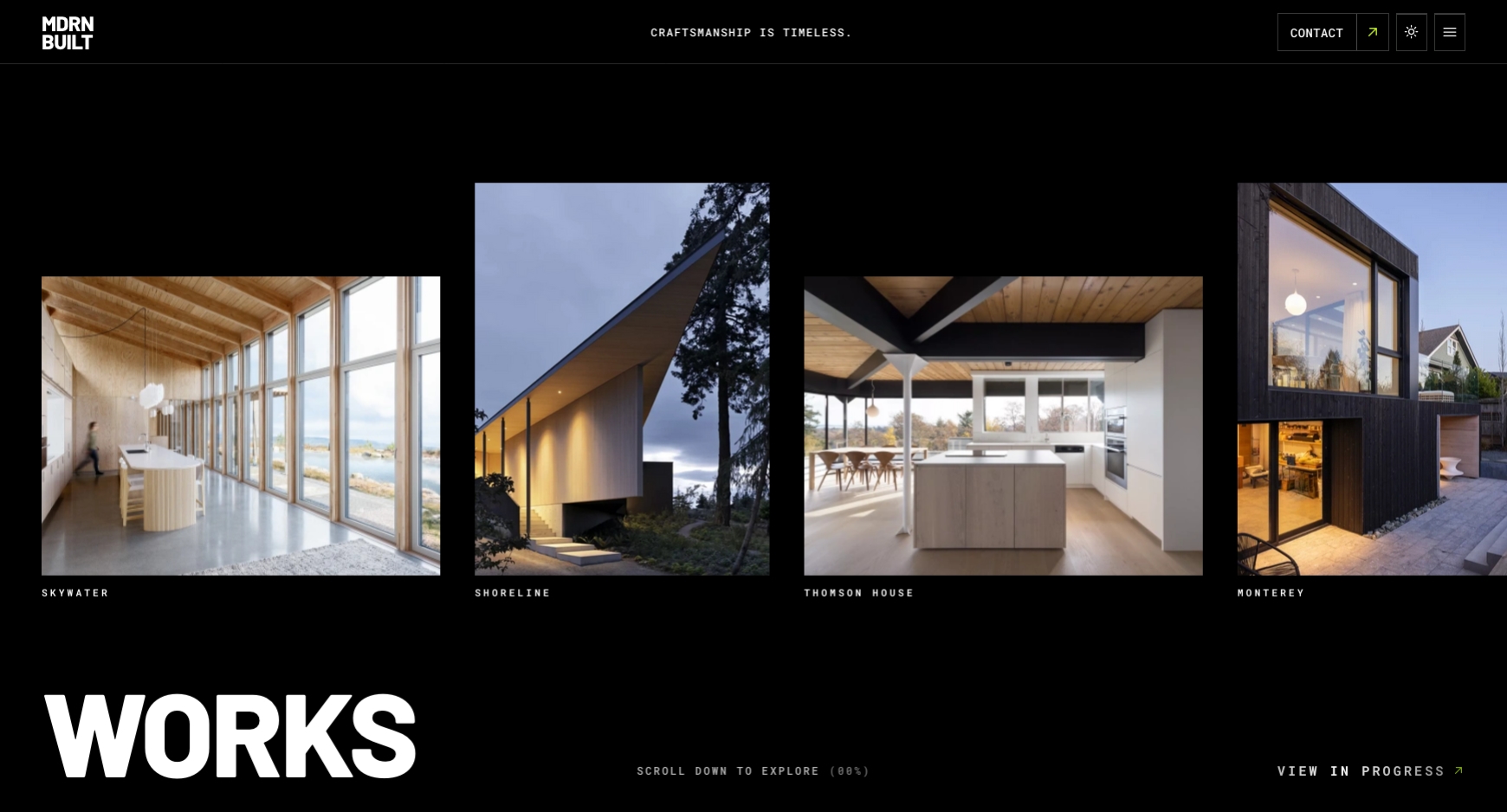MDRN Built portfolio page